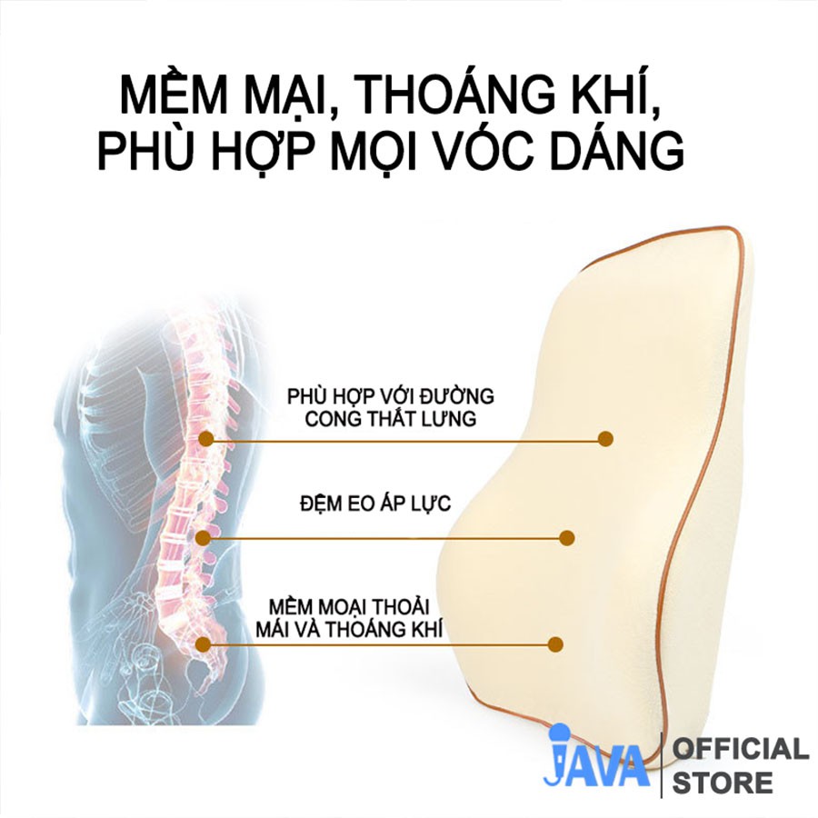 Đệm Tựa Lưng Cho Ghế Ô Tô, Ghế Văn Phòng- gối tựa Đầu, cổ  - Cao su non cao cấp - Độ đàn hồi cao