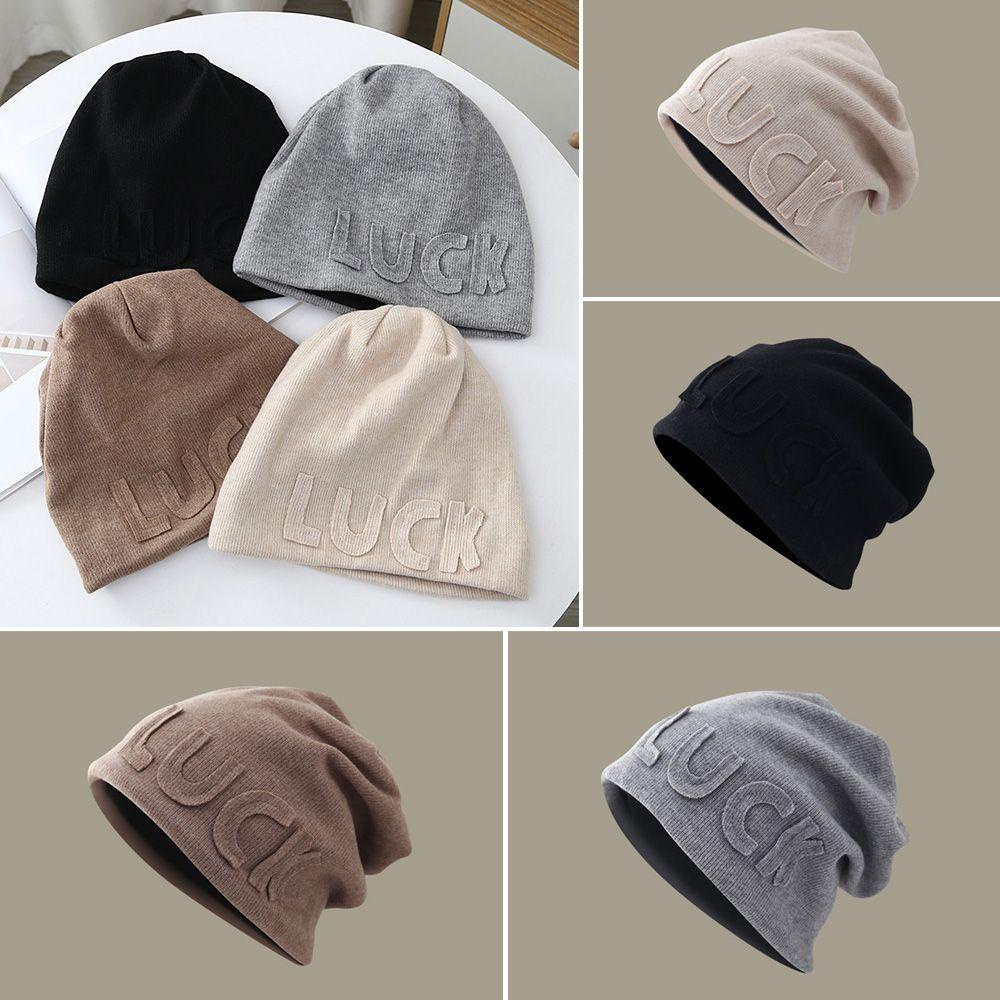 Mũ Beanie Dệt Kim Phối Lông Cừu Chất Lượng Cao Cho Nam Và Nữ