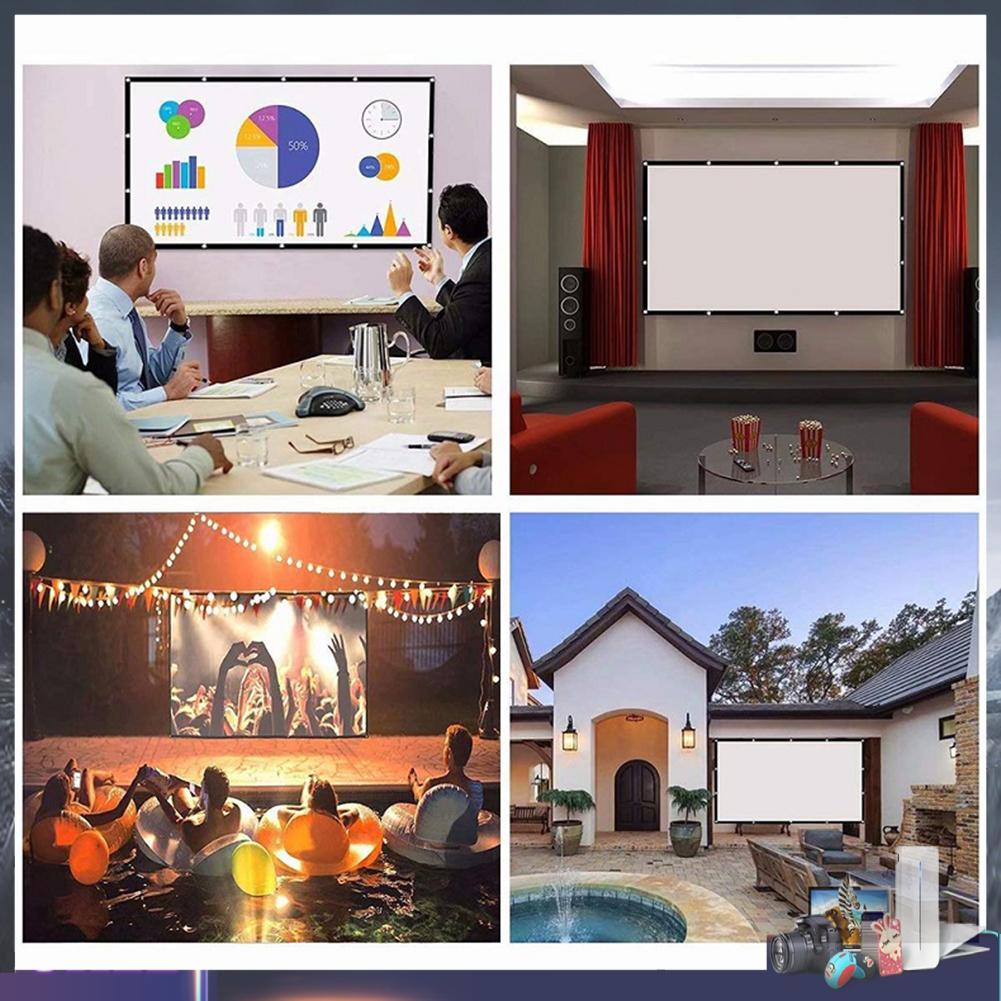 Màn hình chiếu đơn giản tỉ lệ 16: 9 cỡ 60 72 84 100 120 150 inch độ phân giải HD cho văn phòng/ngoài trời/trong nhà