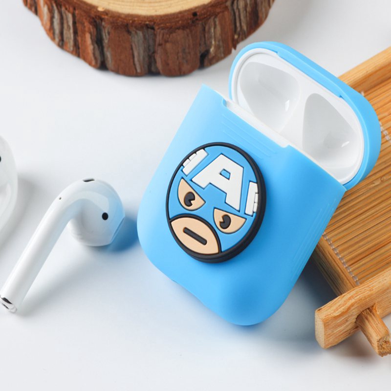 Vỏ Đựng Bảo Vệ Hộp Sạc Tai Nghe Airpods 1 / 2 Bằng Silicone Hình Marvel Avengers