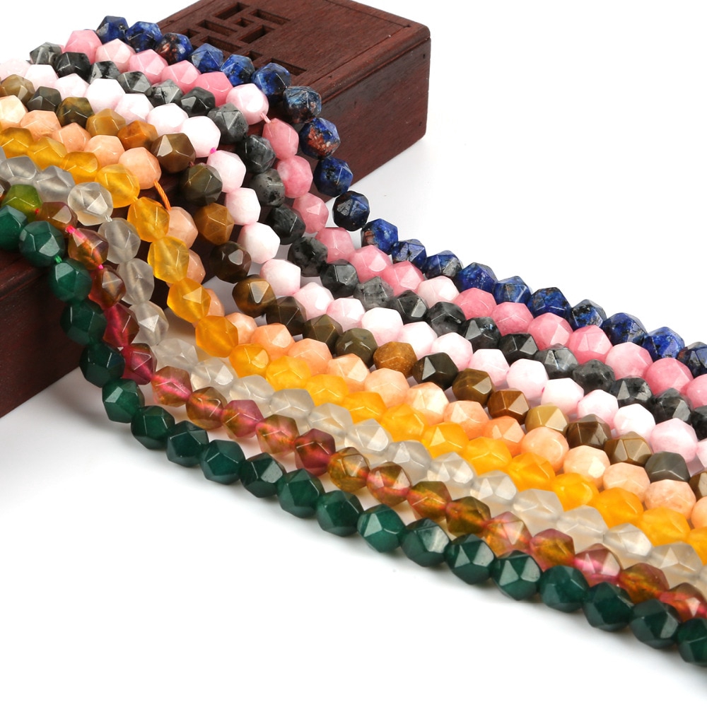 Chuỗi hạt đá tự nhiên màu trắng / xanh dương / hồng loại AAA 8mm làm trang sức thủ công DIY