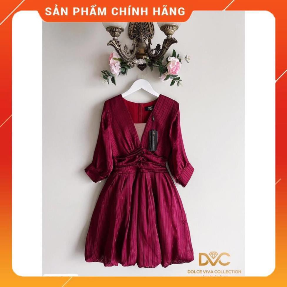 Váy xòe nhún eo, lụa Nhật cao cấp, sang trọng ❤️ Freeship ❤️ thiết kế cổ V khoét sâu với hàng cúc tôn vòng 1 gợi cảm