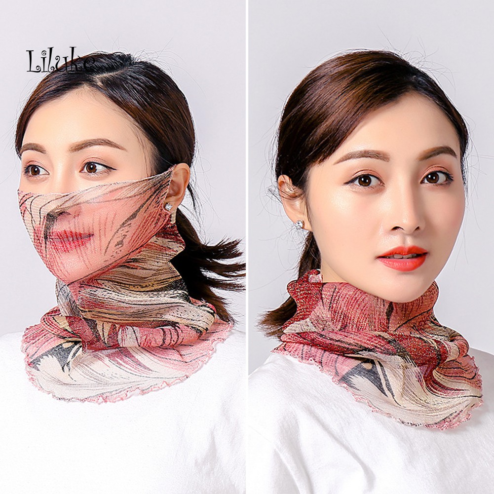 Khăn Choàng Cổ Mềm Mại Chống Tia UV In Họa Tiết Hoa Lá Xinh Xắn