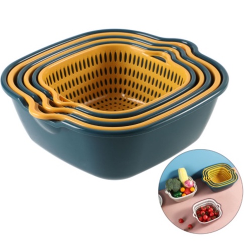 [Nội Trợ Thông Minh] Bộ 6 Thau Rổ Rửa Rau Củ Quả, Trái Cây, Đựng Đồ Đa Năng Bằng Nhựa Dày Dặn Sang Trọng