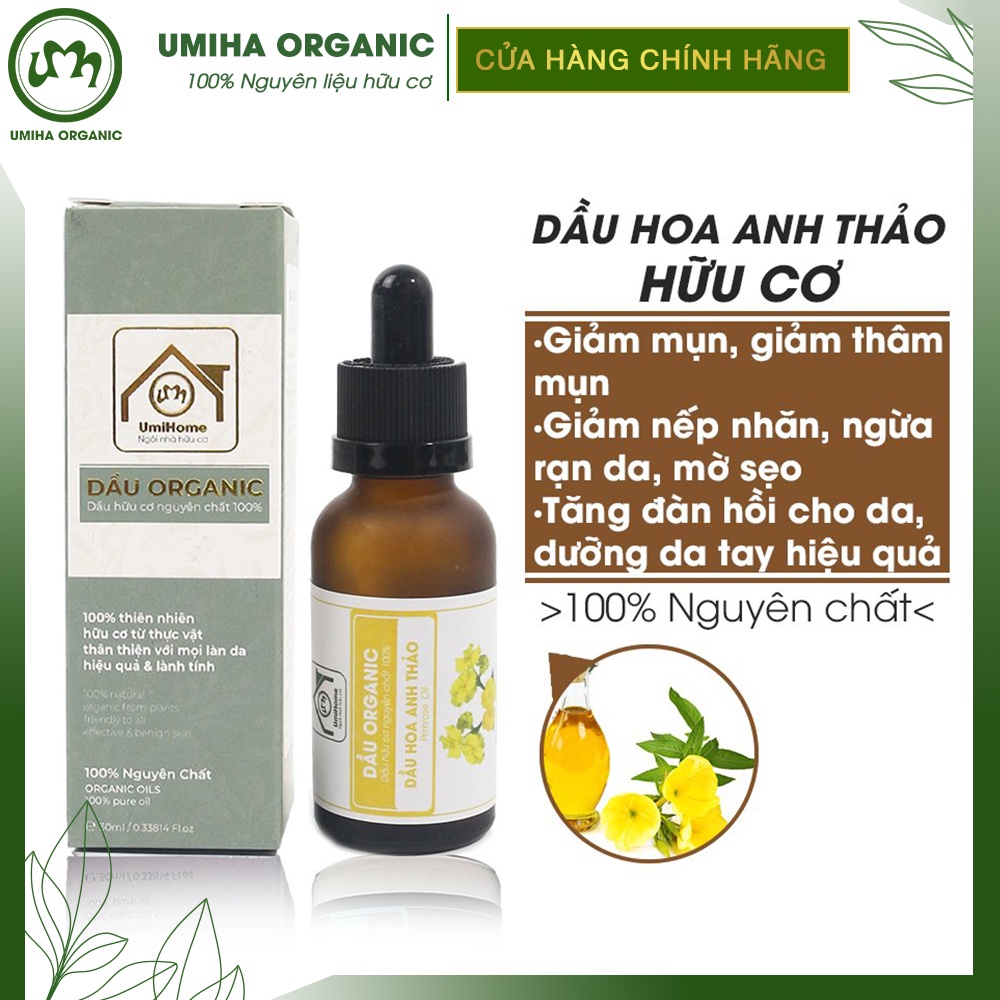 Dầu Hoa Anh Thảo hữu cơ UMIHOME nguyên chất - Dưỡng phục hồi da, cấp ẩm sâu, tăng độ đàn hồi da, chống lão hóa, nếp nhăn