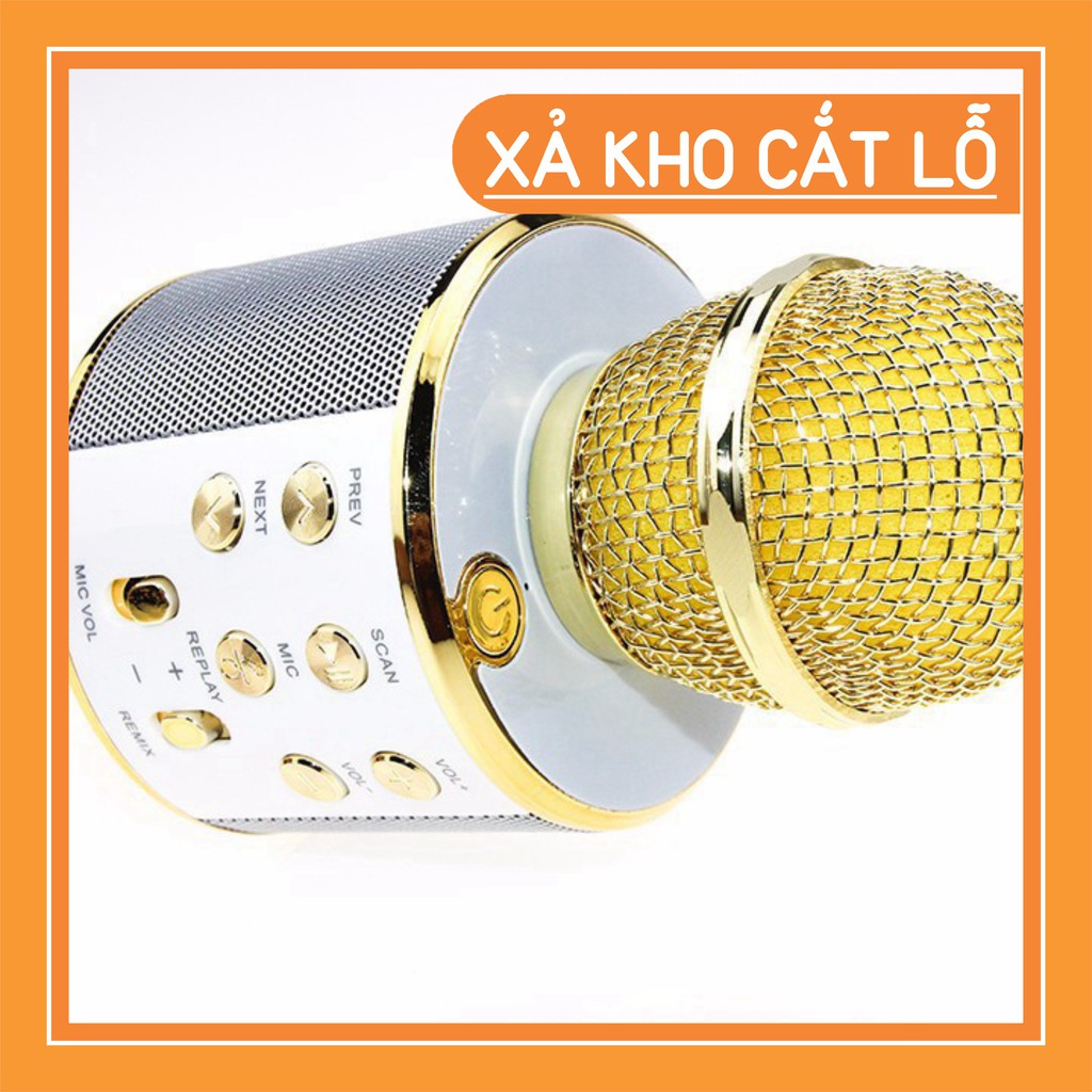 micro karaoke bluetooth WS - 858, WS858 nghe FM, kiêm sạc dự phòng, khe cắm thẻ nhớ, giao màu ngẫu nhiên