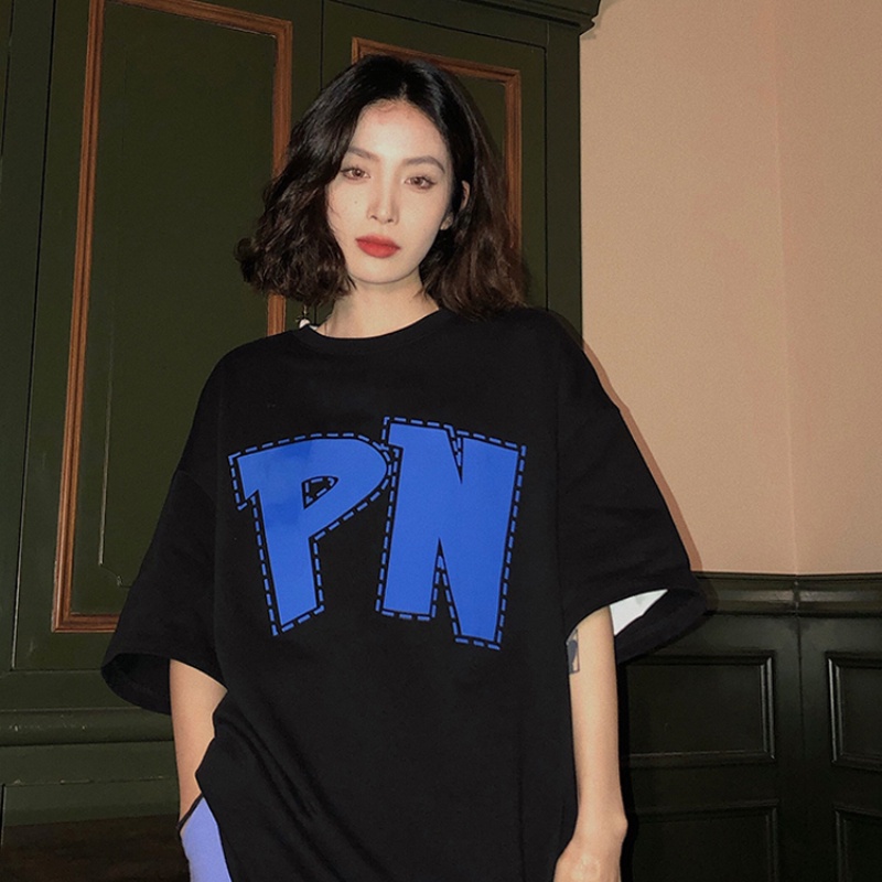 NRVP Áo Thun Nữ Ngắn Tay In Chữ Phong Cách Hàn Quốc