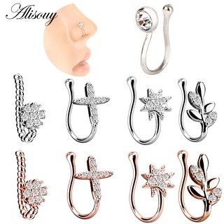Alisouy 1 pc giả mũi nhẫn kẹp trên mũi nhẫn giả mũi khuyên tai tragus đơn giản mũi nhẫn trang sức
