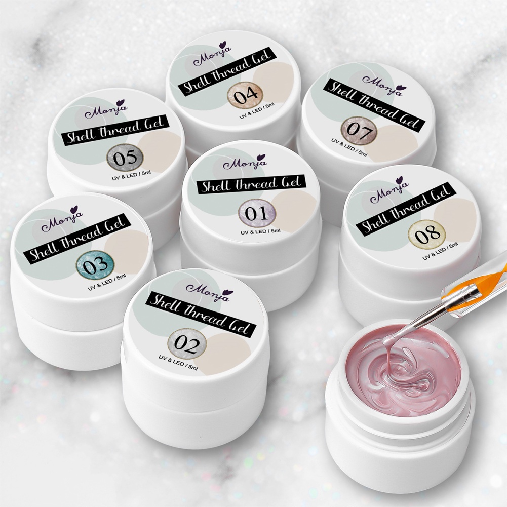 Hàng Có Sẵn Monja Bộ 8 Sản Phẩm Chỉ Ngọc Trai Vỏ Keo Chỉ Sơn Móng Tay Gel Móng Tay Màu Ngọc Trai Ánh Nhũ Siêu Nhỏ Sơn Móng Tay Thanh Toán Khi Nhận Hàng