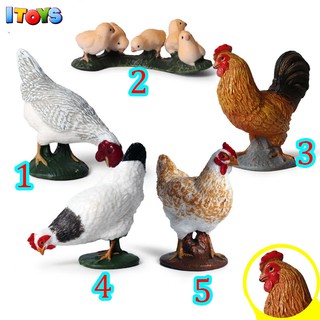 Mô hình con gà nhiều loại, gà mái, gà trống, gà con, mô hình vật nuôi trong nhà ITOYS