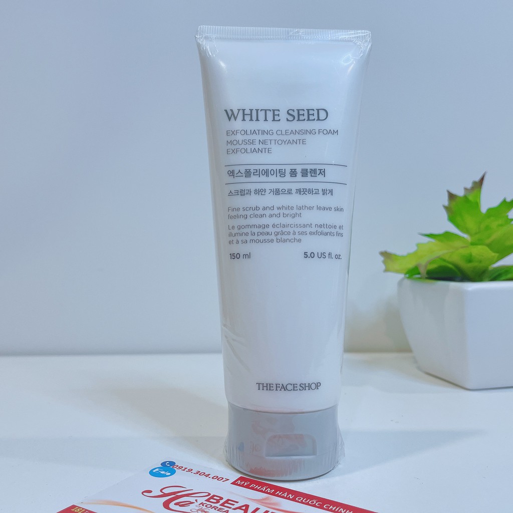 Sữa rửa mặt trắng da sáng da cấp ẩm sạch sâu The Face Shop White Seed Exfoliating Foam Cleanser 150ml dưỡng ẩm sâu