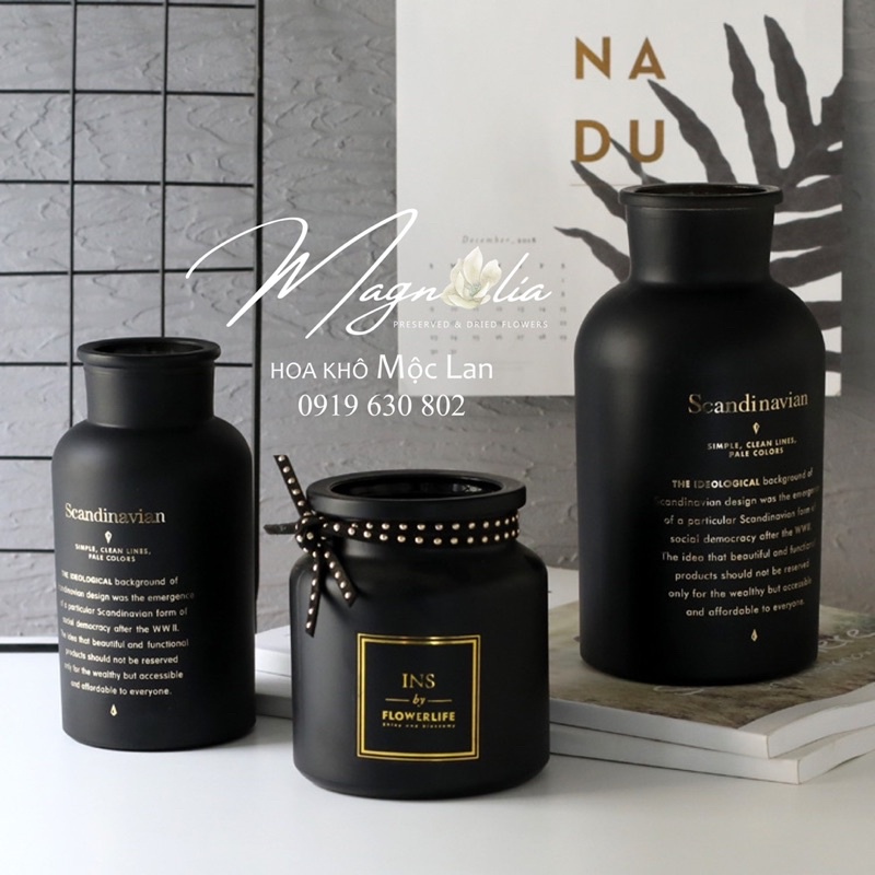 Lọ thuỷ tinh decor chữ mạ vàng Scandinavian phong cách Bắc Âu, trang trí nhà cửa