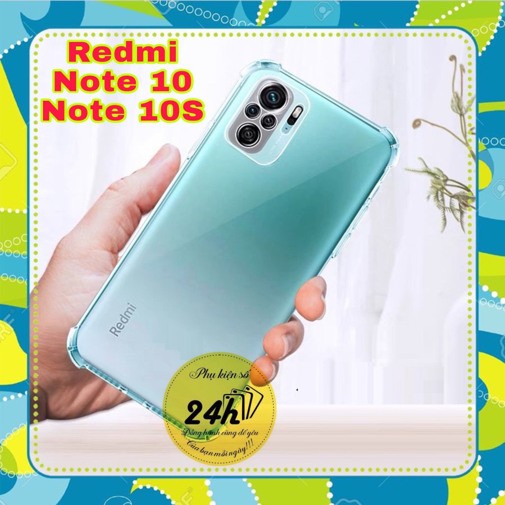 Ốp lưng Xiaomi Redmi Note 10 / Note 10s / Redmi Note 10 pro Dẻo trong chống sốc 4 góc có gờ bảo vệ camera - phukienso24h