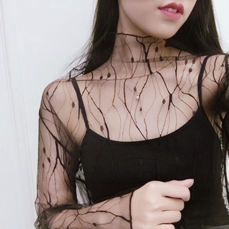 Áo lưới xuyên thấu màu đen siêu gợi cảm