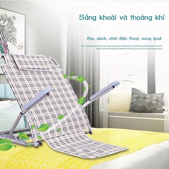Giường gấp khung tựa lưng chăm sóc người cao tuổi đệm liệt bán nằm thư giãn ghế lười