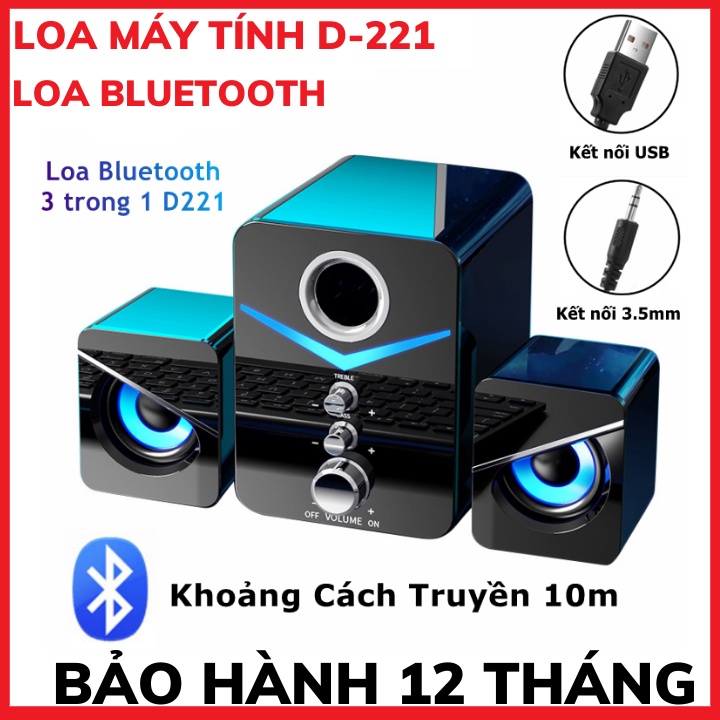 Loa vi tính để bàn MC D221 SUPER BASS cực đã, có LED, dòng loa máy tính cao cấp cho laptop, pc, điện thoại-BH 12 tháng