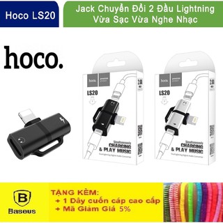 Jack Chuyển Đổi Lightning 2 Cổng Hoco LS20 Dành Cho Các Dòng Iphone 5,6,7,8,x,xs,ip11…