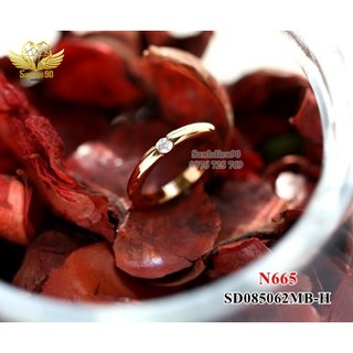 Nhẫn titan nữ trơn 1 đá giữa
