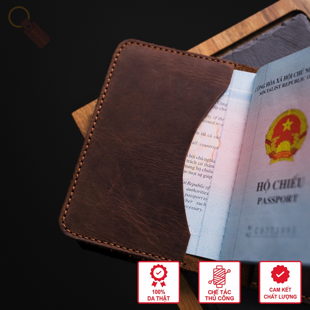 Ví Da Hộ Chiếu Pasport Tiện Dụng - Da Sáp Ngựa Điên - Crazy Horse