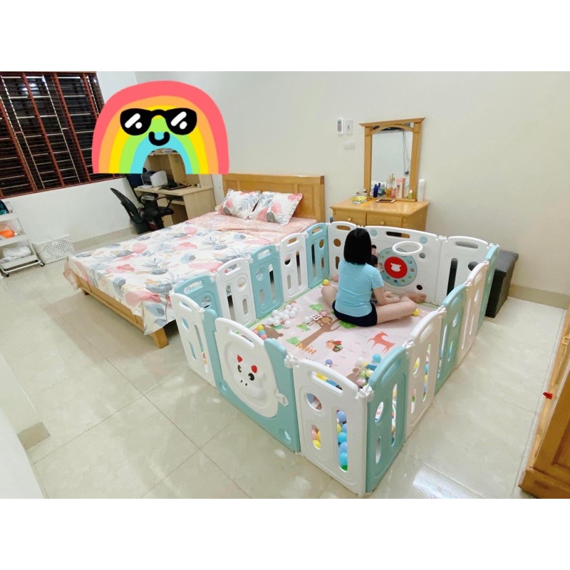 QUÂY CŨI NHỰA, QUÂY BÓNG CAO CẤP  - Quây Cũi Gấp Gọn Tặng Kèm Thảm + 100 bóng