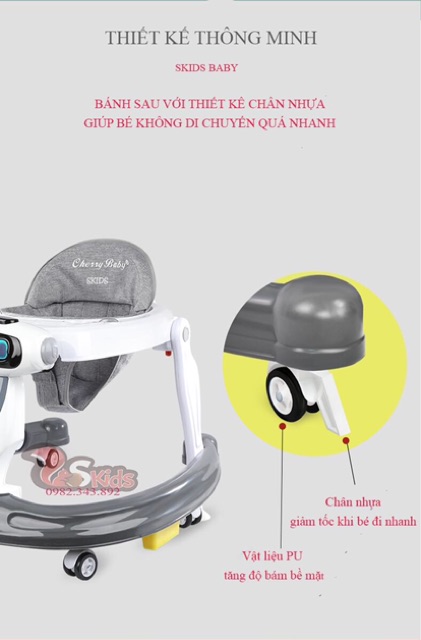 Xe tập đi 3in1 SKIDS CHERRY BABY cho bé mẫu 2020