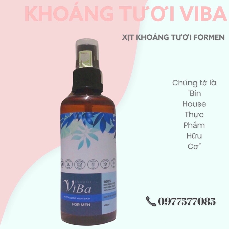 [VIBA] Xịt khoáng tươi nguyên chất Formen 100ml Khoáng Tươi ViBa dưỡng ấm, bù khoáng, khóa lớp trang điểm, kiềm dầu