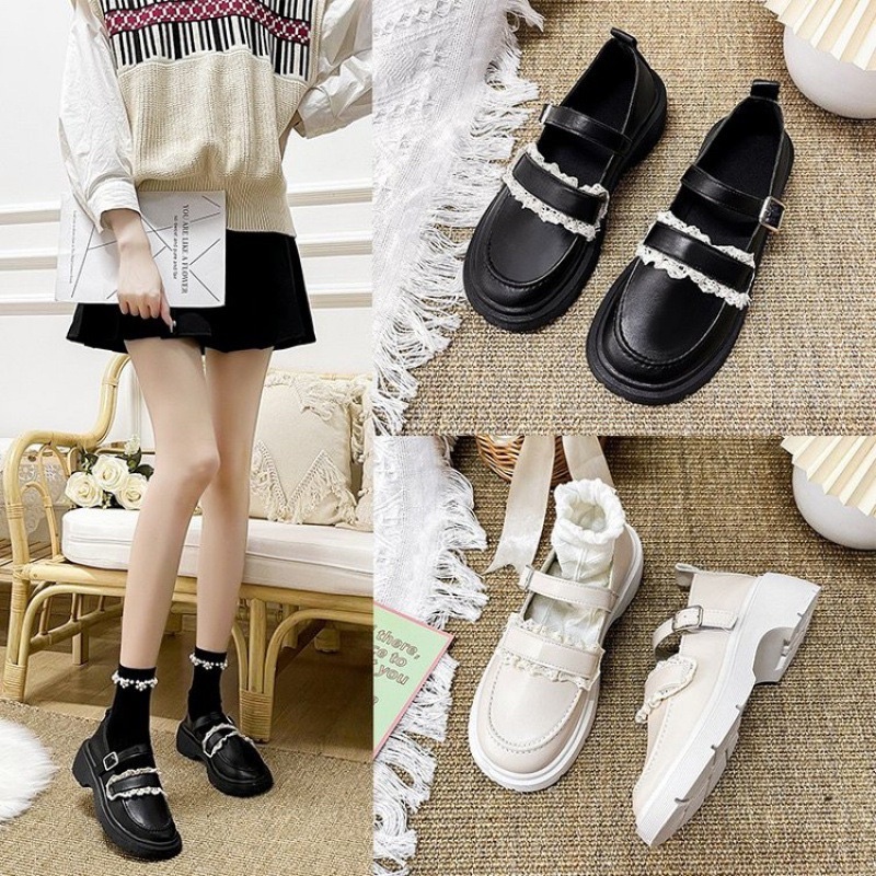 Giày LOLITA phối ren quai ngang phong cách Hàn Quốc siêu xinh FLORA G08