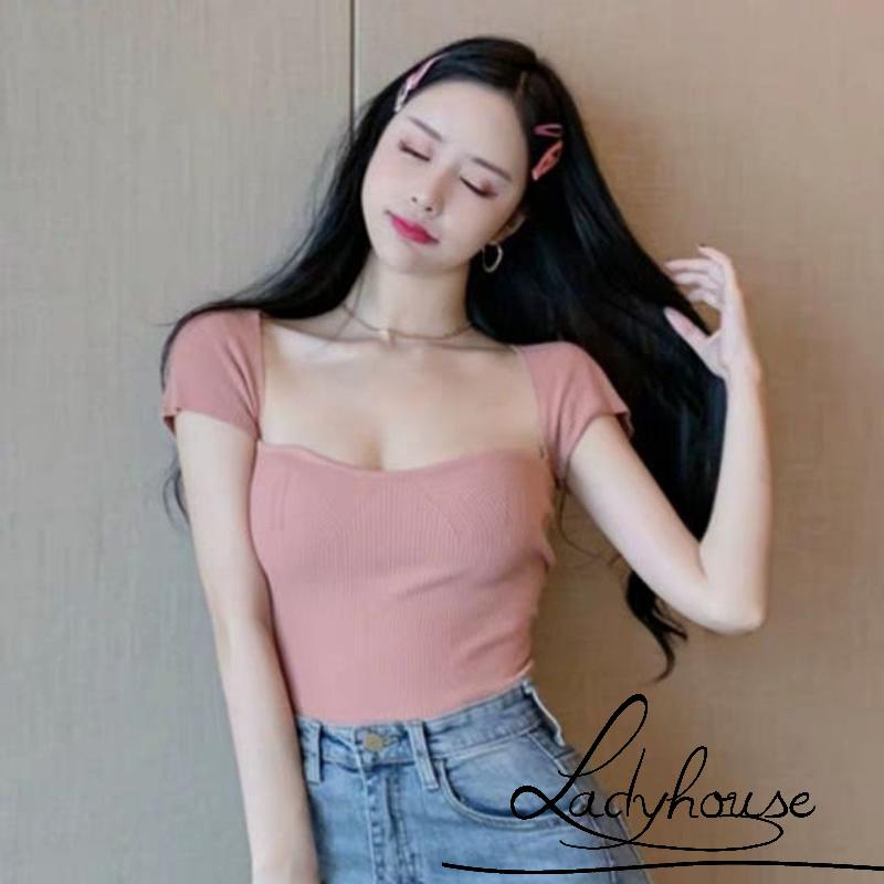 Áo thun tay ngắn màu trơn thời trang dành cho nữ