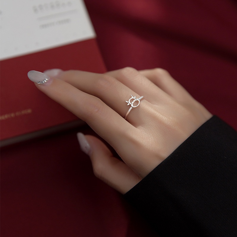 Hàng Mới Bán Chạy Nhẫn Hở Màu Bạc Dễ Thương Có Thể Điều Chỉnh Cho Nữ