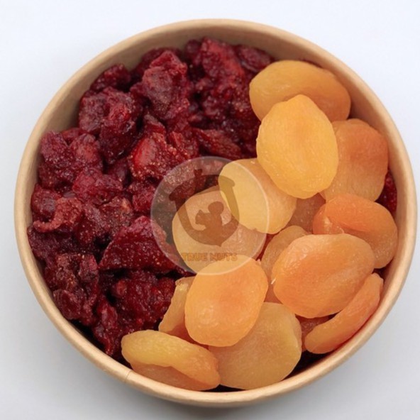 Mix Fruits 2 loại Dâu Tây Sấy Dẻo + Mơ Sấy Dẻo Không Đường