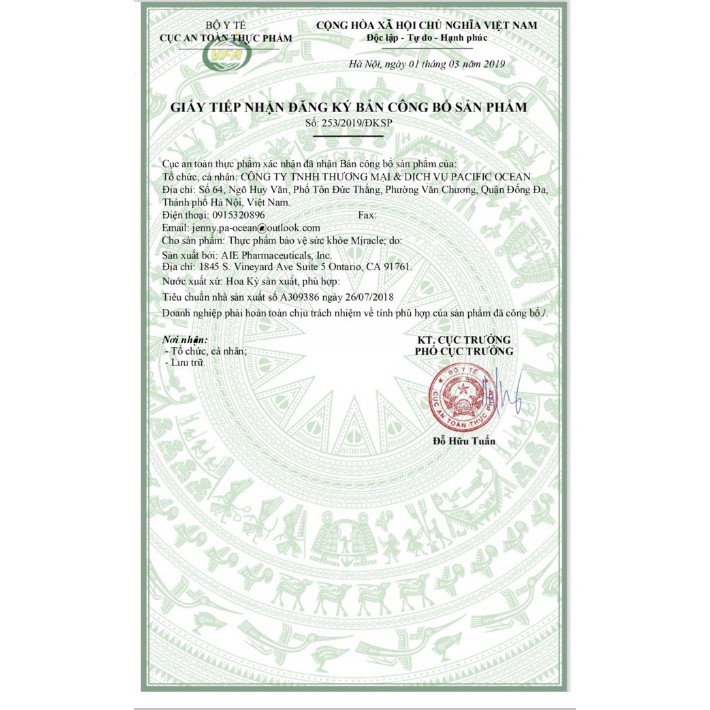 Thực phẩm bảo vệ sức khỏe viên uống Miracle từ Mỹ hộp 60 viên - viên uống trắng da Miracle | BigBuy360 - bigbuy360.vn