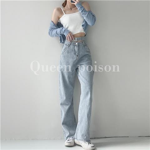 Quần Jean Dài Ống Rộng Thời Trang Hàn Quốc Cho Nữ