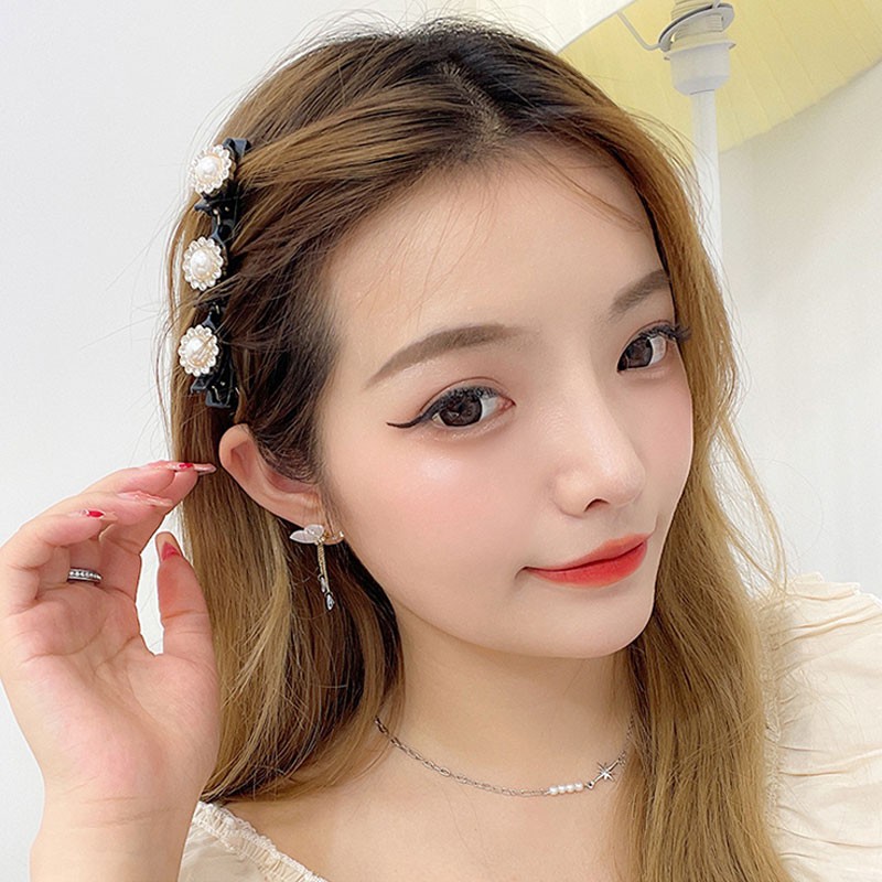 Kẹp tóc hai lớp nhiều kiểu tùy chọn phong cách retro Hàn Quốc cho nữ