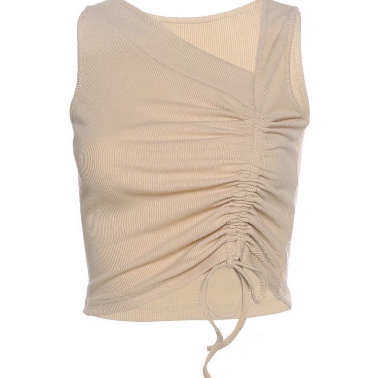Áo croptop nữ áo kiểu dây rút chéo không tay dệt kim LUHAZO  thời trang quyến rũ mẫu mới nhất 2022 S4T1-2