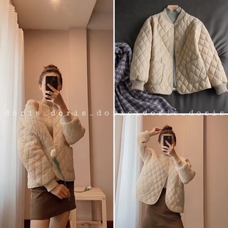 Áo phao quả trám hai lớp siêu xinh 2 màu be, đen Quảng Châu [Sẵn]