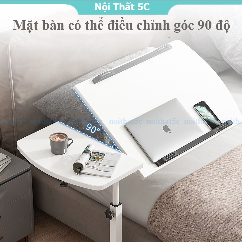 Bàn đọc sách kích thước 40x60cm nhỏ gọn, bàn để máy tính laptop tùy chỉnh chiều cao có bánh xe di chuyển mẫu mới nhất