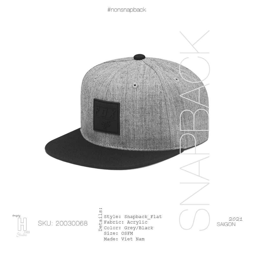 Mũ snapback thời trang nam màu xám đen cao cấp logo FOX màu đen hàng chất lượng tiêu chuẩn xuất khẩu