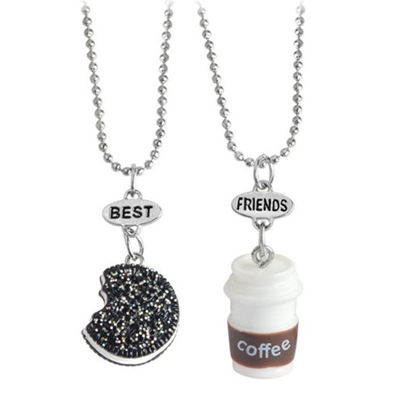 Bộ 2 dây chuyền bánh/ tách cà phê mang ý nghĩa tình bạn