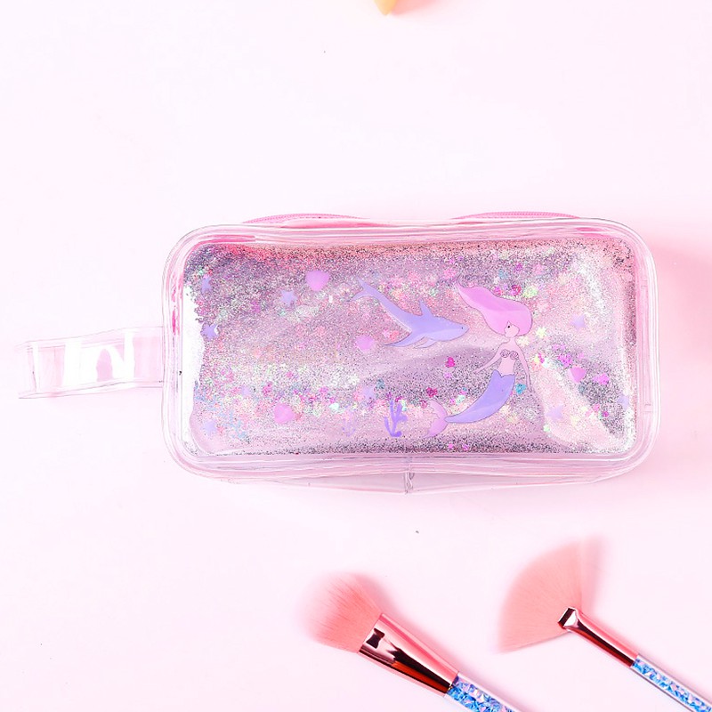 Hộp bút trong suốt cho bé hoạ tiết hạt cát lấp lánh chuyển động BBShine – H006