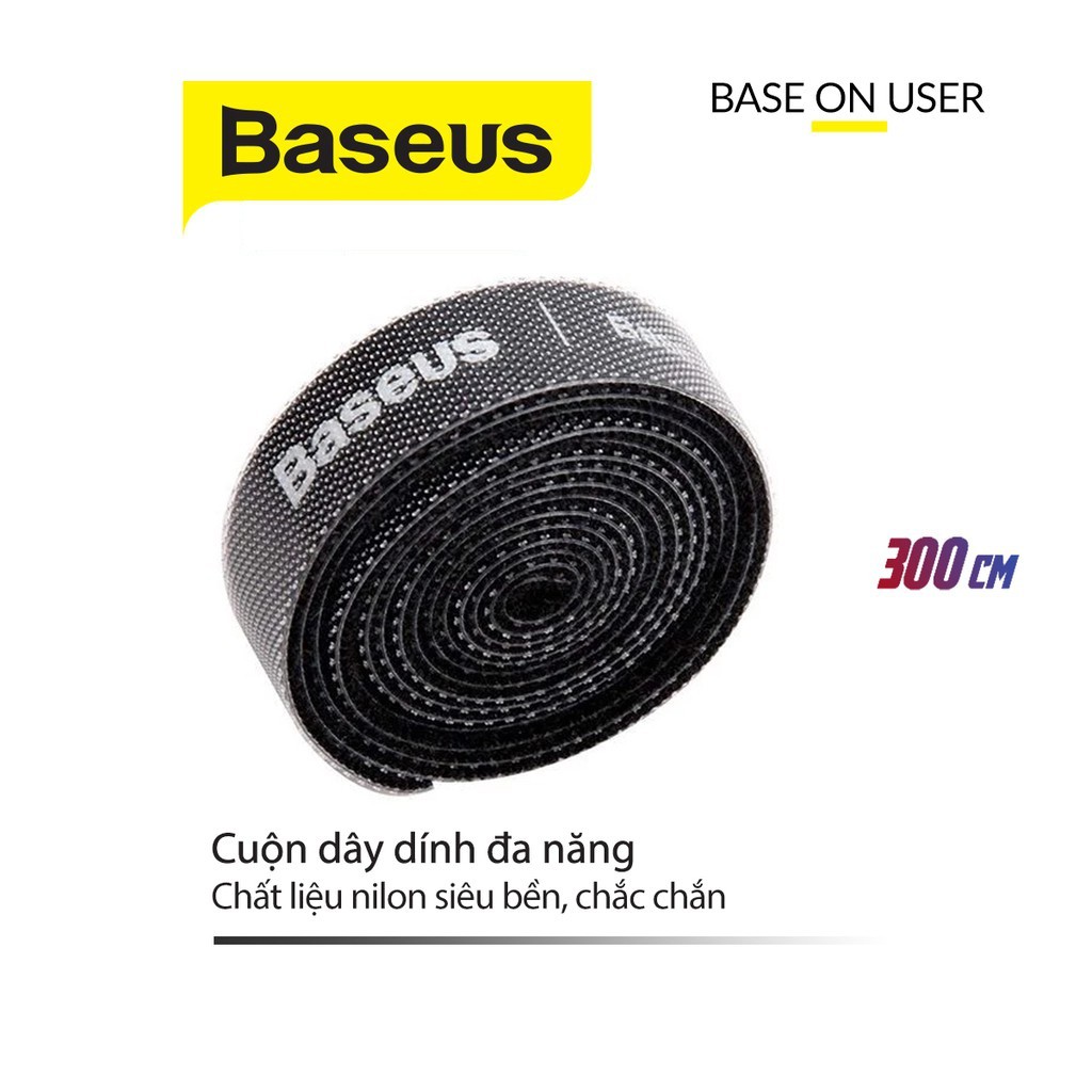 Dây dính đa năng Baseus Circle Velcro chất liệu nylon siêu bền bó cáp sạc, dây điện và dây của các thiết bị ngoại vi