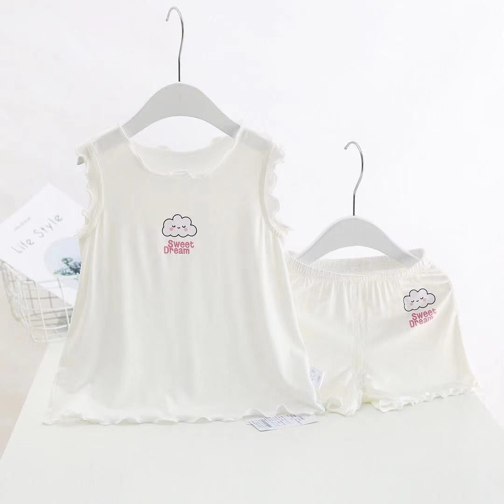 Bộ Đồ Ngủ Hai Mảnh Áo Tay Ngắn Phong Cách Thời Trang Mới 2022 Dành Cho Bé Gái