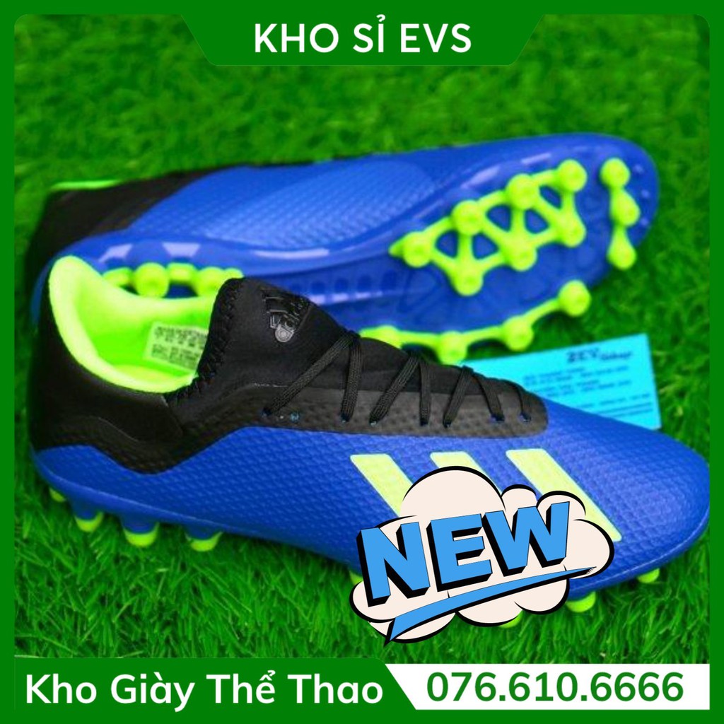 Giày Đá Bóng Sân Cỏ Nhân Tạo 𝗔𝗚 𝗔𝗱𝗶.𝗱𝗮𝘀 𝗫𝟭𝟴 Xanh Biển Đã Khâu - Rẻ Vô Địch