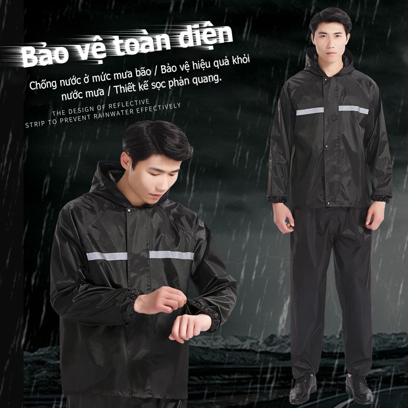 (L-3XL) Bộ quần áo mưa nam và nữ, vải Oxford chống thấm nước, Cưỡi ngoài trời