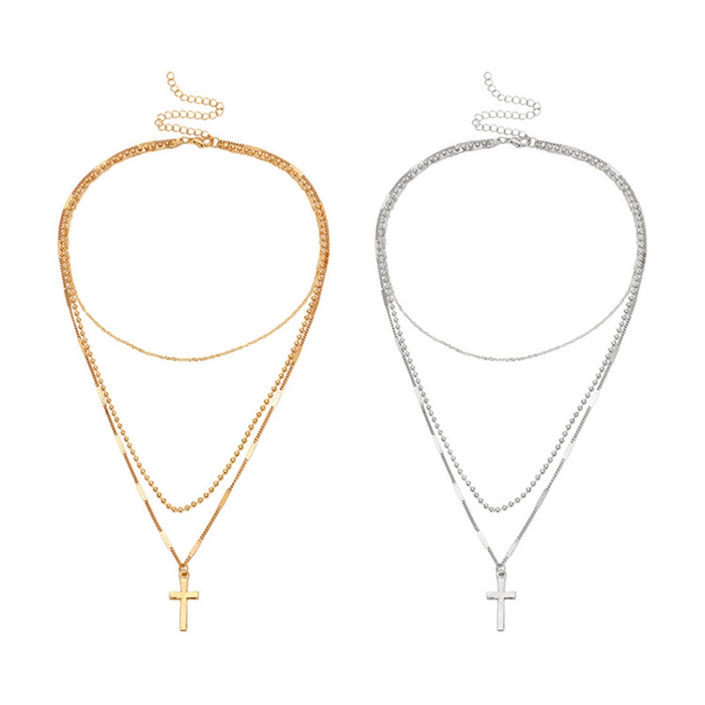 Dây Chuyền Hợp Kim Nhiều Lớp Mặt Thánh Giá Thời Trang Dành Cho Nữ