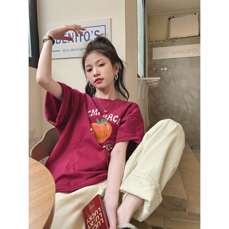 Áo Thun Nữ Ngắn Tay In Chữ Đơn Giản Thời Trang Mùa Hè Hàn Quốc Mới