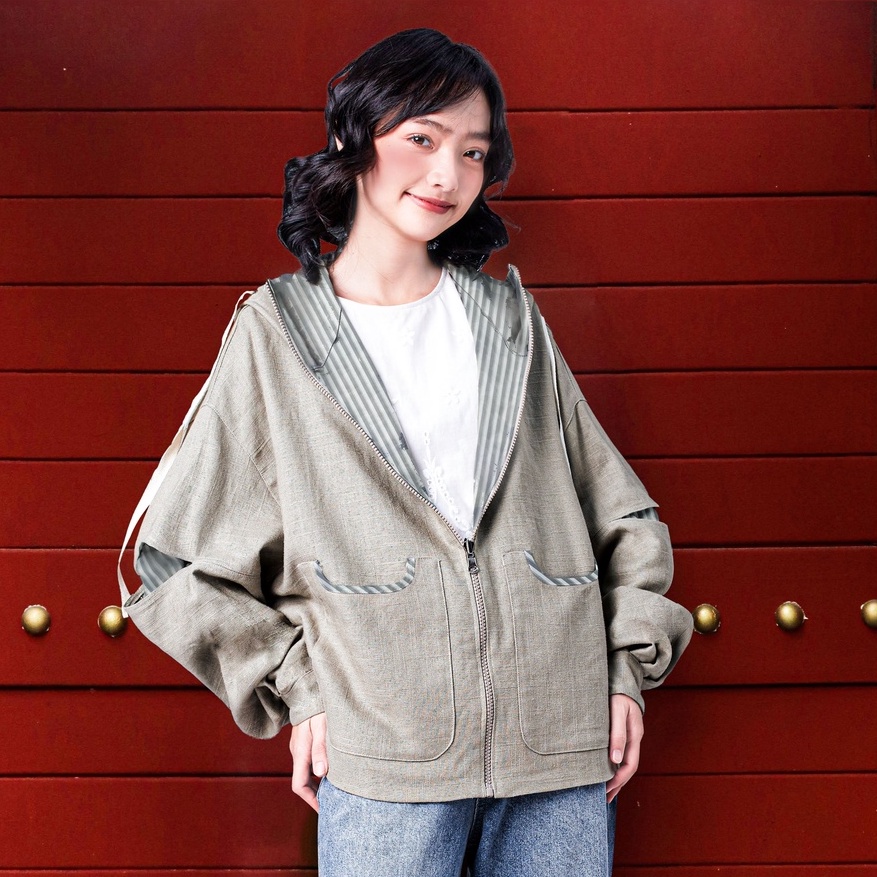 Áo Khoác Đi Nắng nữ 2 Mặt Form rộng, Tay dài, Nón rộng, Chất Liệu Cotton mix Linen Premium