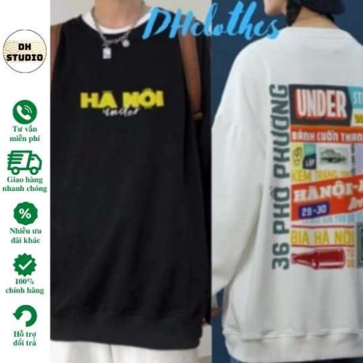 Áo Hoodie chất NỈ under Hà Nội, ÁO phom Rộng 100% Cotton Nam Nữ Unisex -In Hình DH Local Brand HN1 Xịn