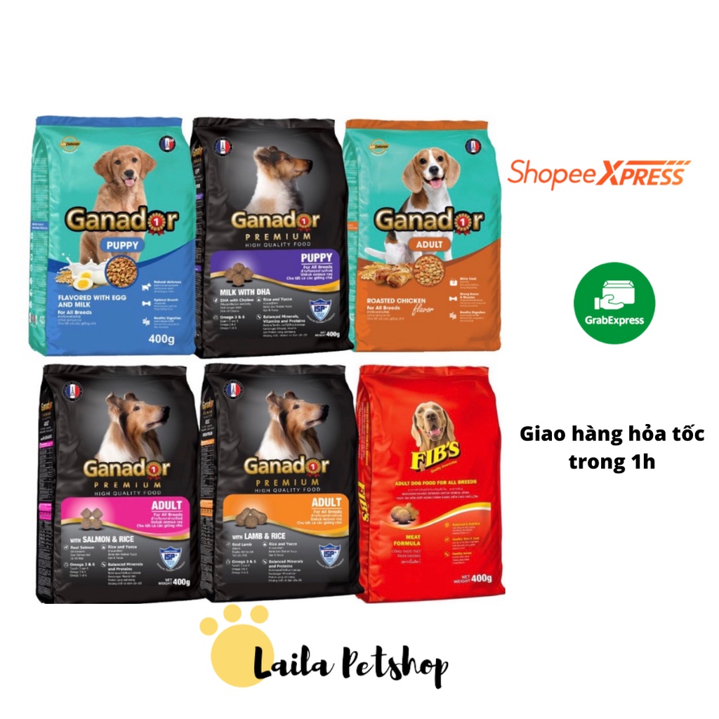 Thức Ăn Hạt GANADOR dinh dưỡng cho chó con và chó trưởng thành 400gram đủ vị