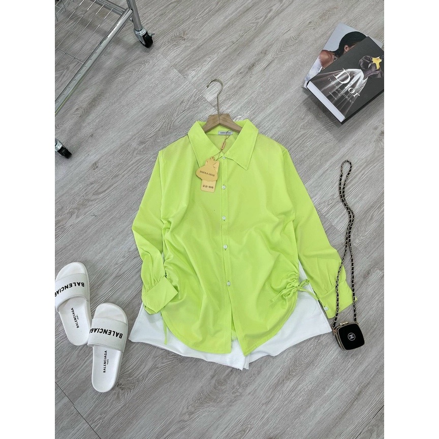 Sét bộ đùi nữ áo sơ mi from dài rút dây trẻ trung xinh xắn