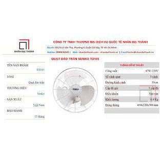 Quạt đảo trần Senko TD105